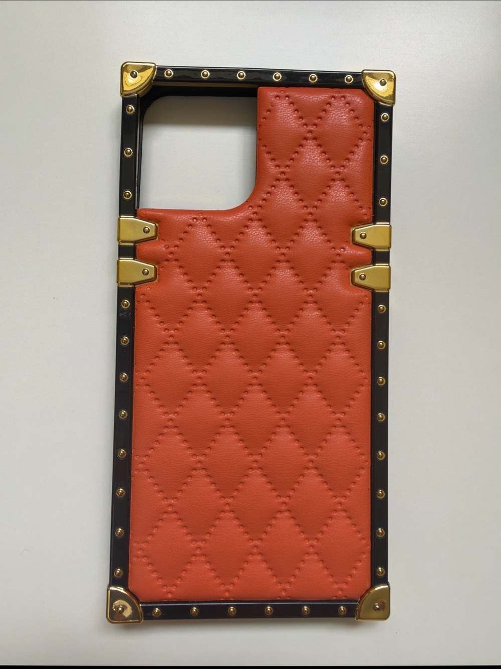 iPhone 12 Pro Max NWT Quilted Orange Protective Phone Case with Gold Accents